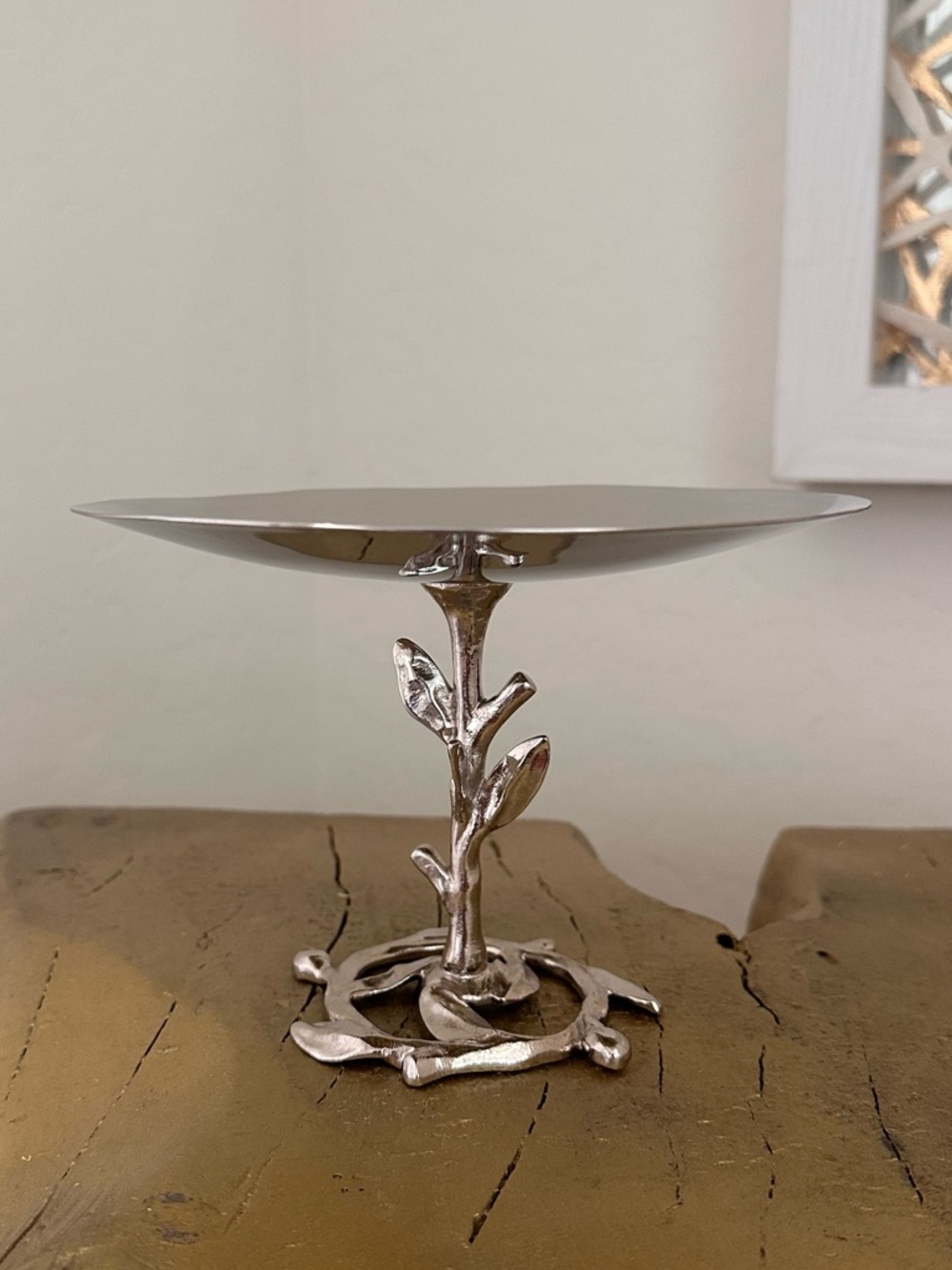 Signed Michael Aram Silver-tone Pedestal Tazza / Vine & Leaf Candy Dish